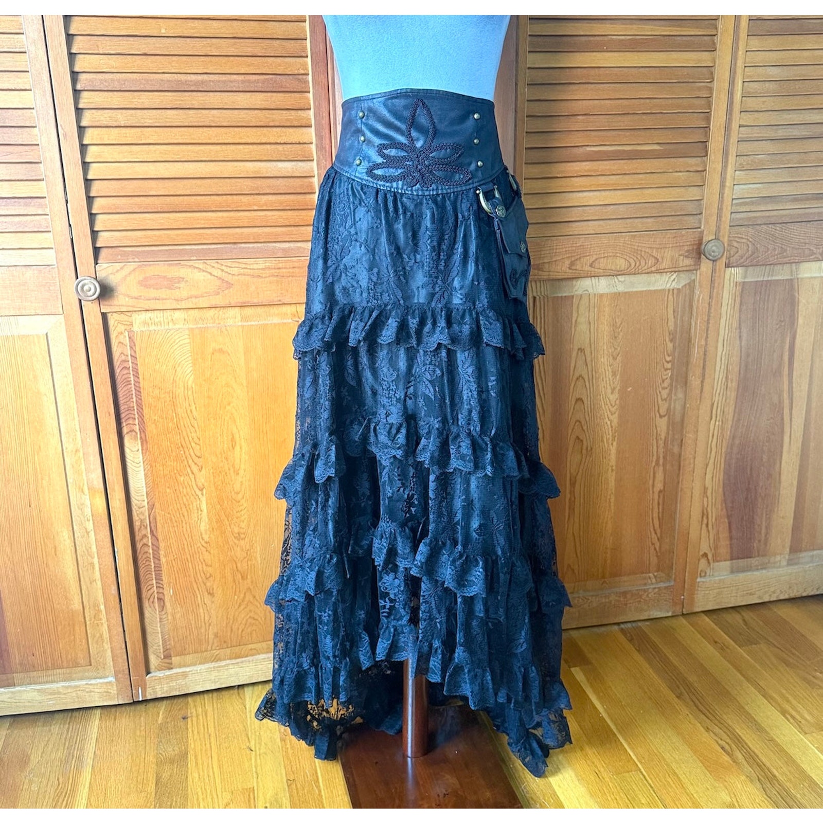 Vintage Lip Service Winchester Emporium Black Lace High Waist Skirt Xs